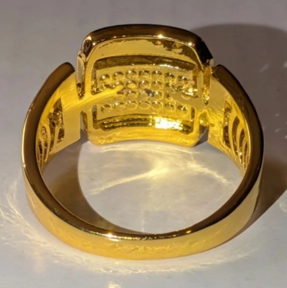 3ct round Cut Moissanite 14k Yellow Gold Plated Mens Royal Style Ring Sz 11